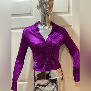 Zara blouse magenta silk